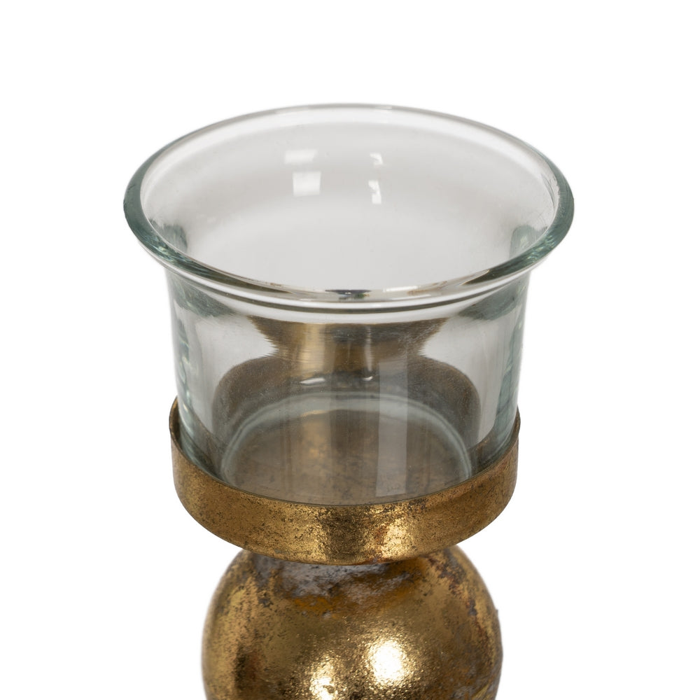 ANGEL GOLD METAL-GLASS CANDLE HOLDER 26.50 X 13.50 X 52.50 CM