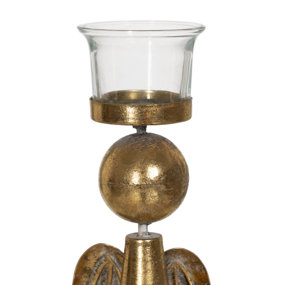 ANGEL GOLD METAL-GLASS CANDLE HOLDER 26.50 X 13.50 X 52.50 CM