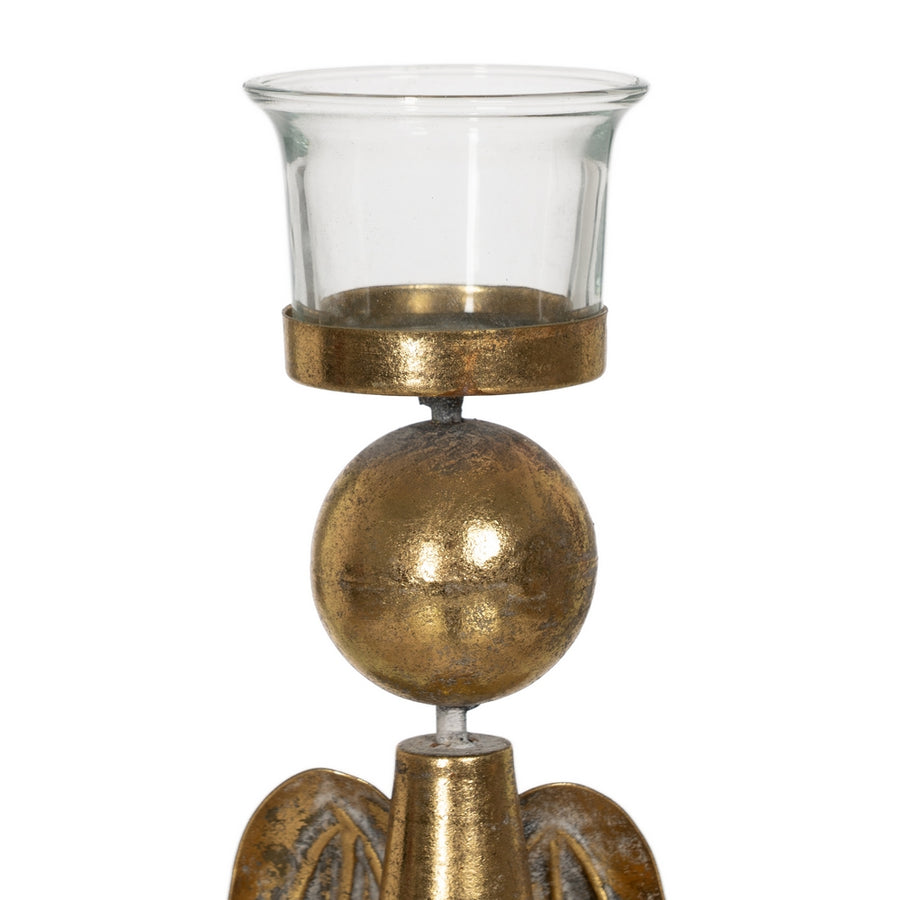 ANGEL GOLD METAL-GLASS CANDLE HOLDER 26.50 X 13.50 X 52.50 CM