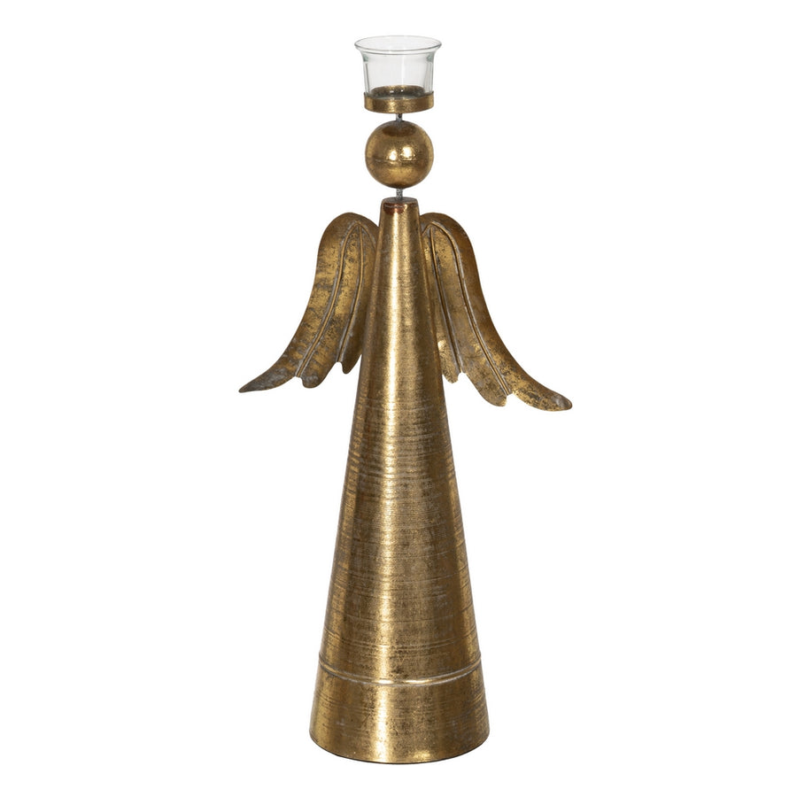 ANGEL GOLD METAL-GLASS CANDLE HOLDER 26.50 X 13.50 X 52.50 CM