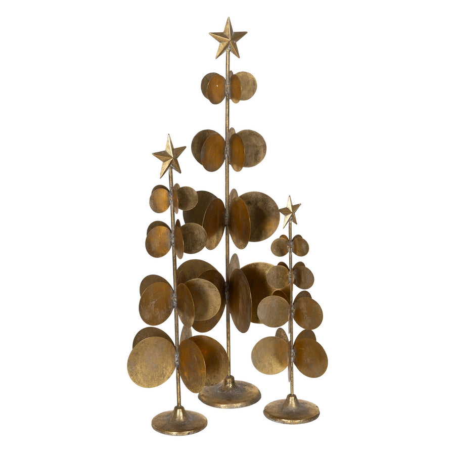 FIGURA ÁRBOL ORO METAL DECORACIÓN 26 X 26 X 83 CM
