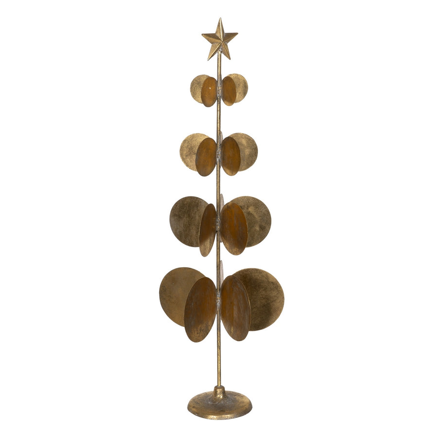 FIGURA ÁRBOL ORO METAL DECORACIÓN 26 X 26 X 83 CM