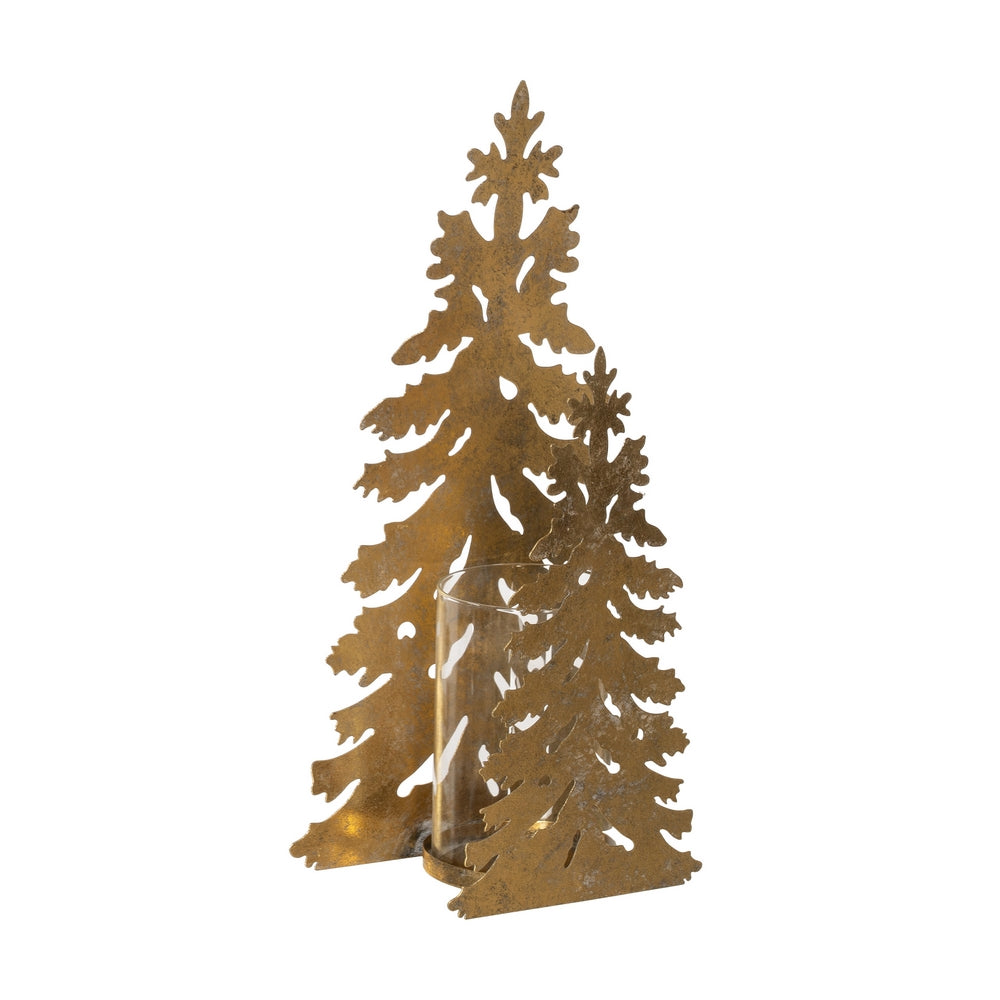 PORTAVELAS �RBOL ORO METAL DECORACI�N 22 X 11 X 41,50 CM