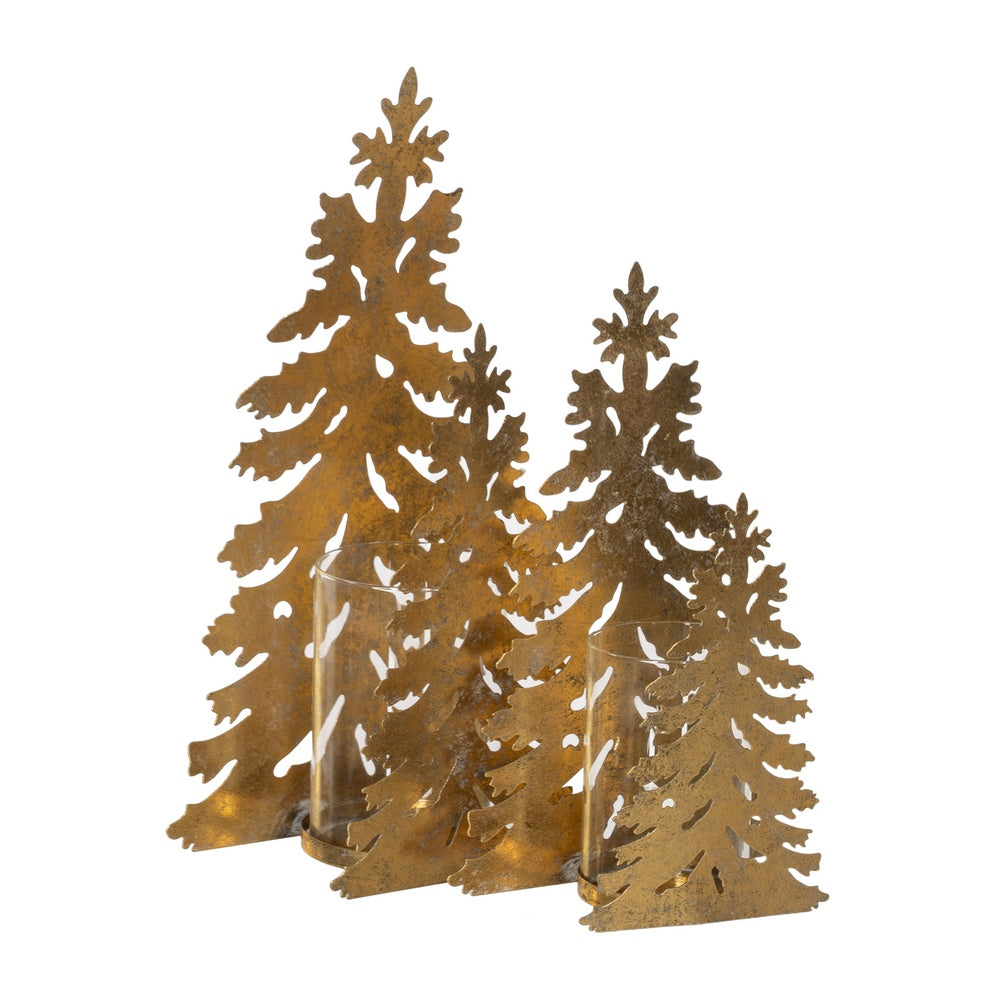 CANDLE HOLDER TREE GOLD METAL DECORATION 20 X 9.50 X 32 CM