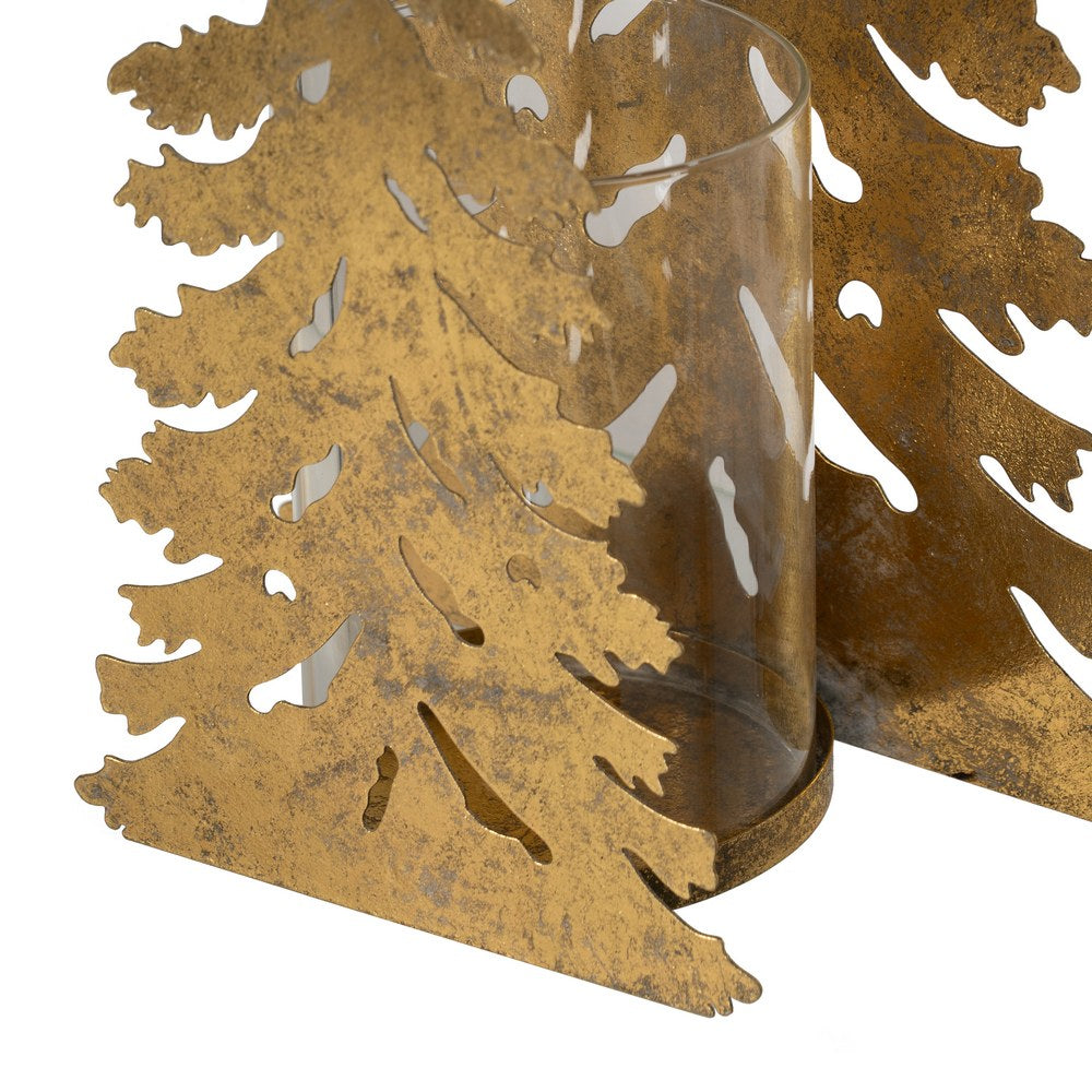 CANDLE HOLDER TREE GOLD METAL DECORATION 20 X 9.50 X 32 CM