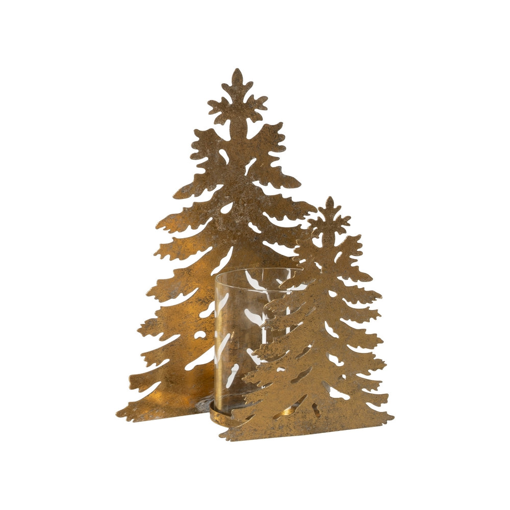 PORTAVELAS �RBOL ORO METAL DECORACI�N 20 X 9,50 X 32 CM