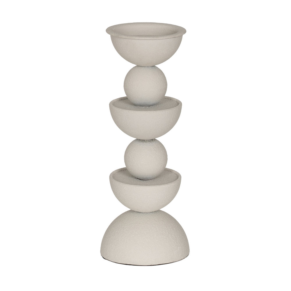 PORTAVELAS BLANCO METAL DECORACIÓN 12,50 X 12,50 X 32 CM