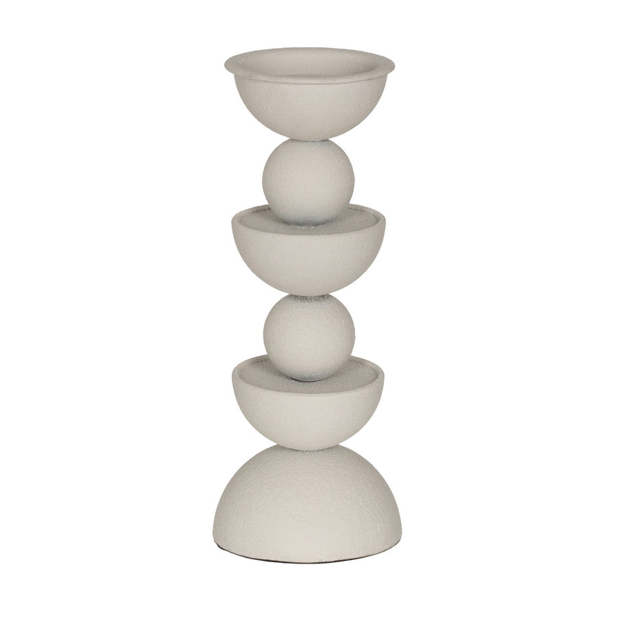 WHITE METAL CANDLE HOLDER DECORATION 12.50 X 12.50 X 32 CM