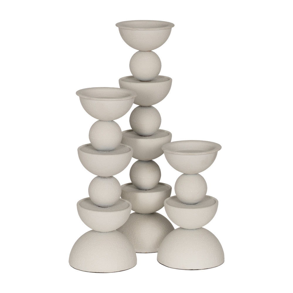PORTAVELAS BLANCO METAL DECORACIÓN 12,50 X 12,50 X 43 CM