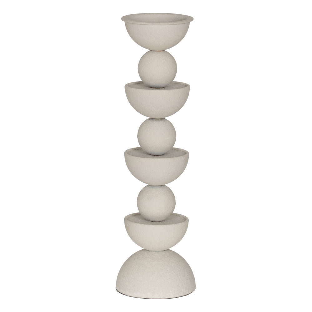 PORTAVELAS BLANCO METAL DECORACI�N 12,50 X 12,50 X 43 CM