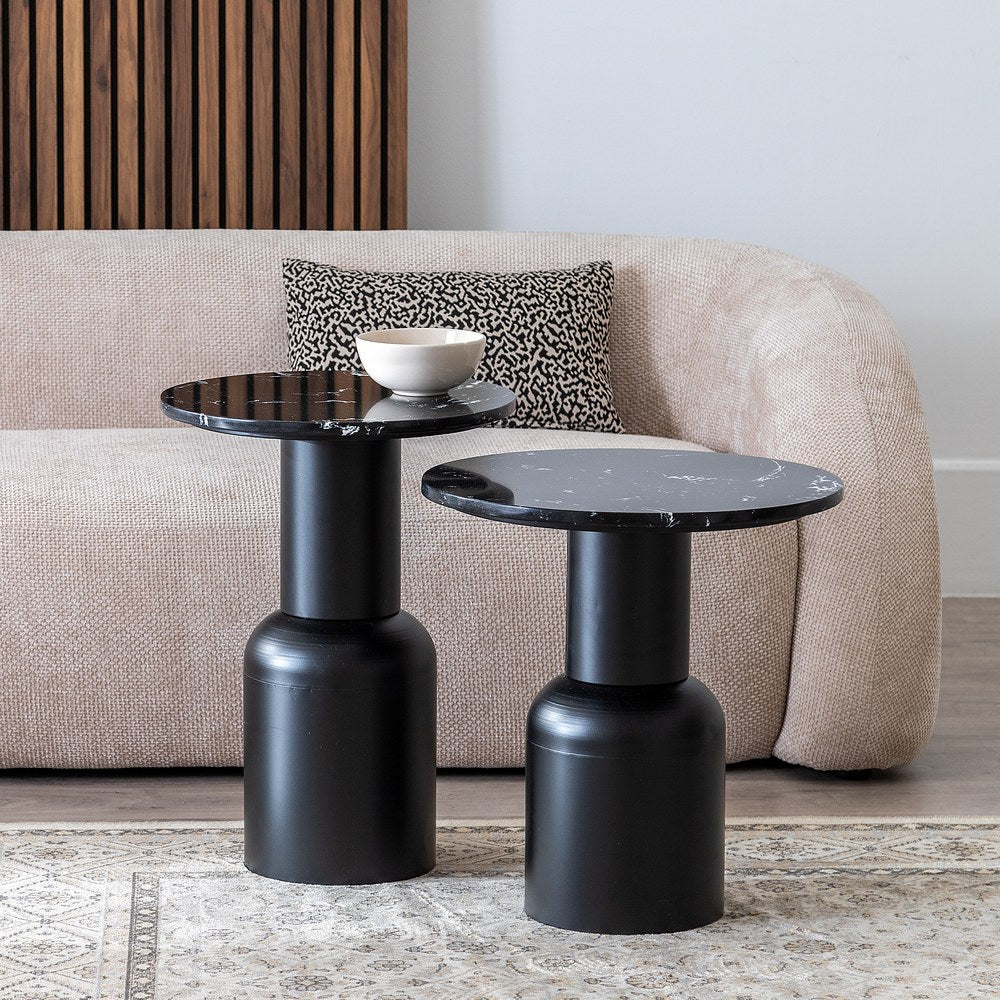 BLACK METAL-MARBLE SIDE TABLE 45 X 45 X 46 CM