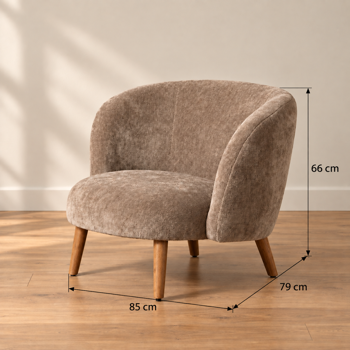 SILLÓN TAUPE MADERA DE ABEDUL SALÓN 85 X 79 X 66 CM