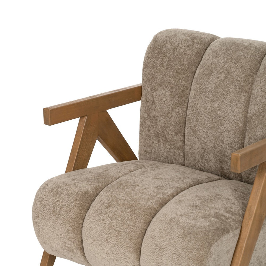 SILLÓN TAUPE MADERA DE ABEDUL SALÓN 76,50 X 87 X 72,50 CM