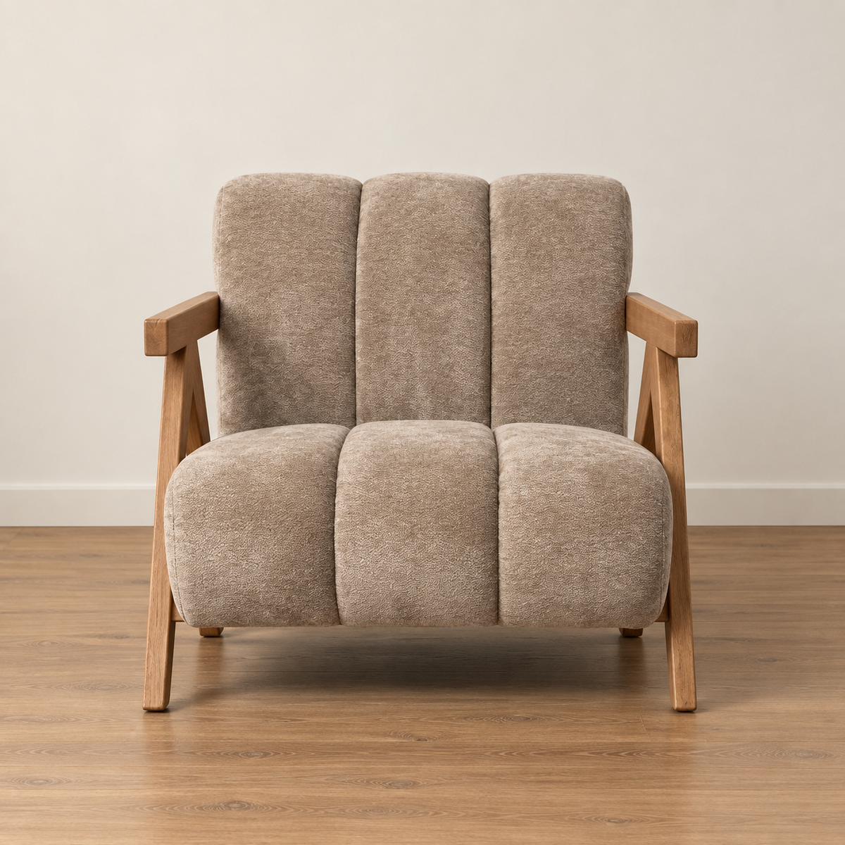 SILLÓN TAUPE MADERA DE ABEDUL SALÓN 76,50 X 87 X 72,50 CM