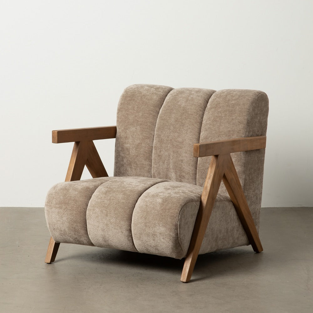 SILLÓN TAUPE MADERA DE ABEDUL SALÓN 76,50 X 87 X 72,50 CM