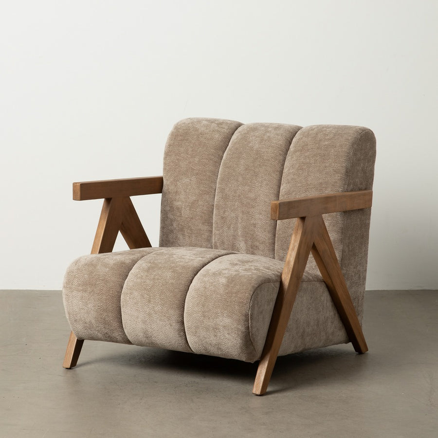 SILLÓN TAUPE MADERA DE ABEDUL SALÓN 76,50 X 87 X 72,50 CM