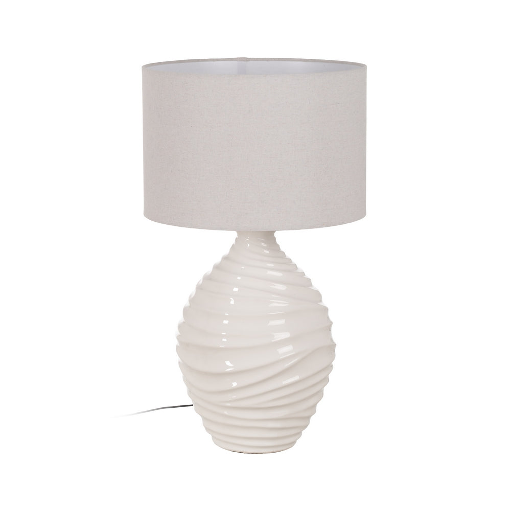 LÁMPARA MESA BLANCO CERÁMICA ILUMINACIÓN 38 X 38 X 67 CM