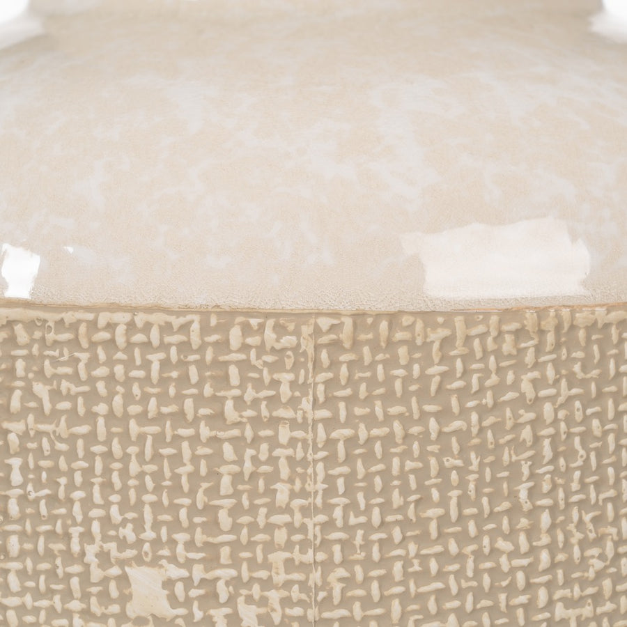LÁMPARA MESA BEIGE CERÁMICA ILUMINACIÓN 43 X 43 X 56 CM