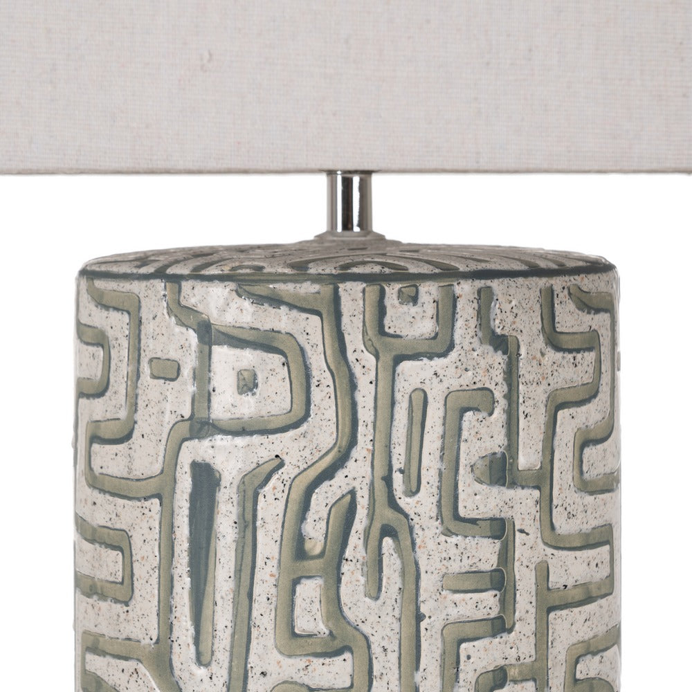 WHITE-GREY CERAMIC TABLE LAMP 42 X 42 X 73 CM