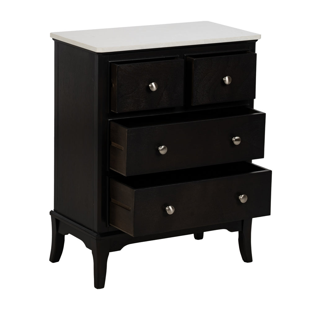 BLACK MARBLE-MDF CHEST OF DRAWERS 60 X 33 X 75.50 CM