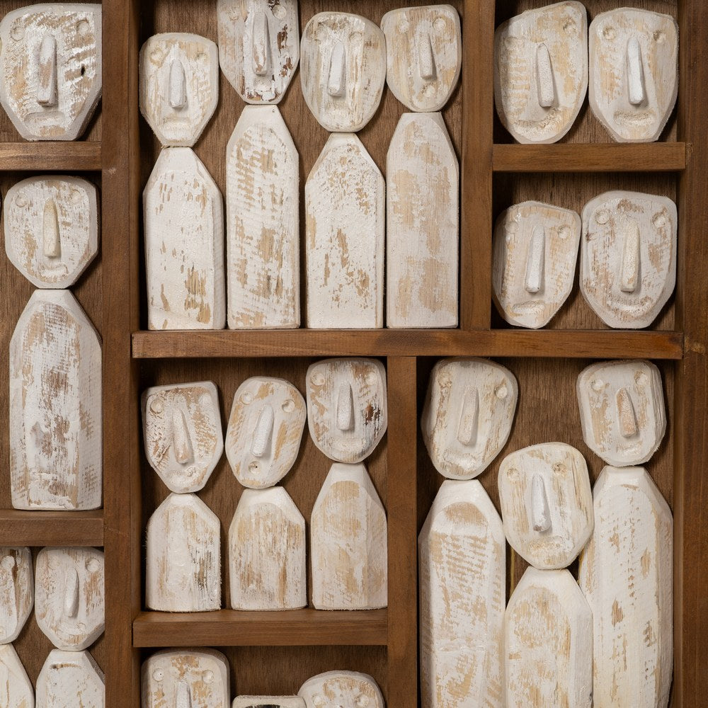 WALL MURAL WOOD BROWN FIGURES 120 X 80 X 6 CM