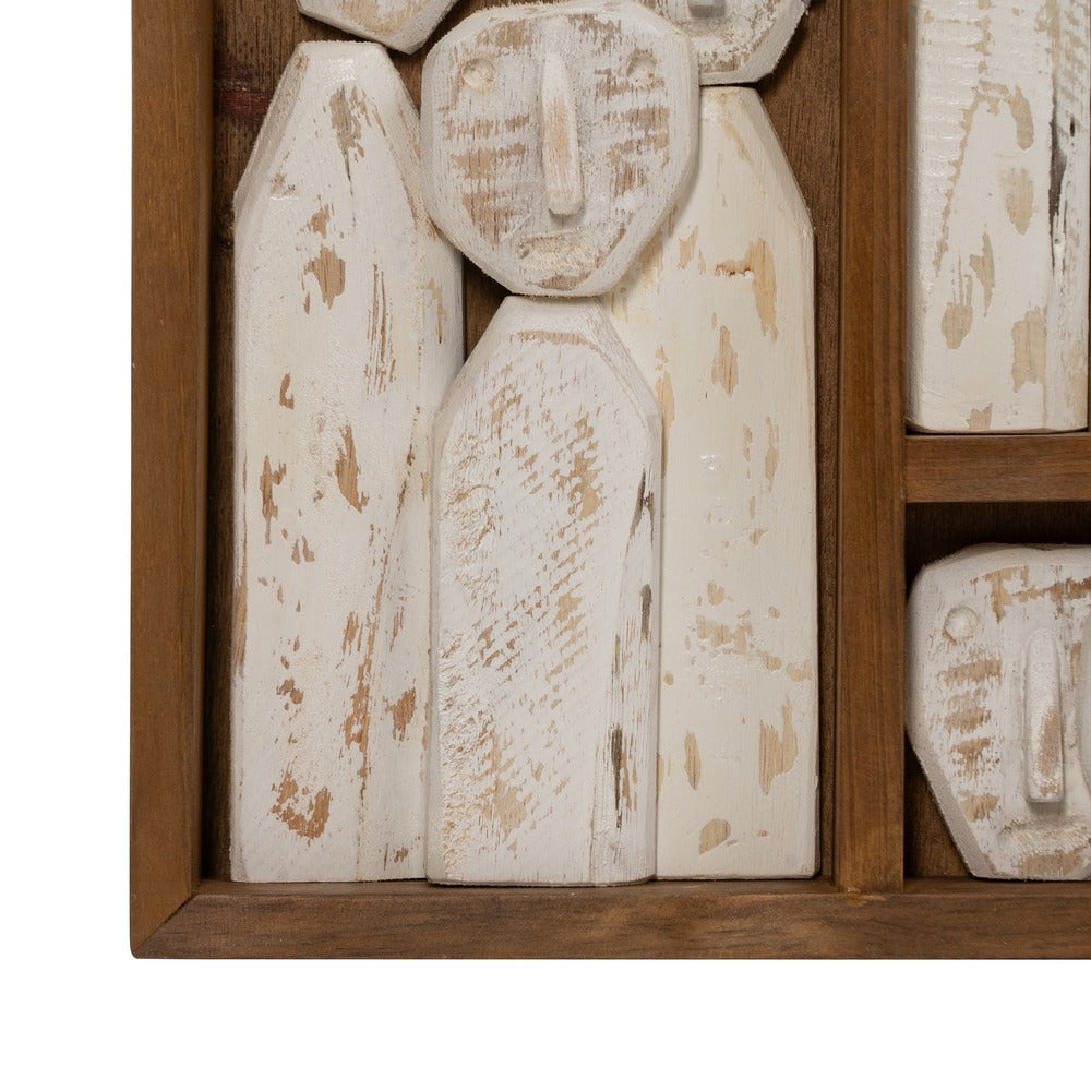 WALL MURAL WOOD BROWN FIGURES 120 X 80 X 6 CM