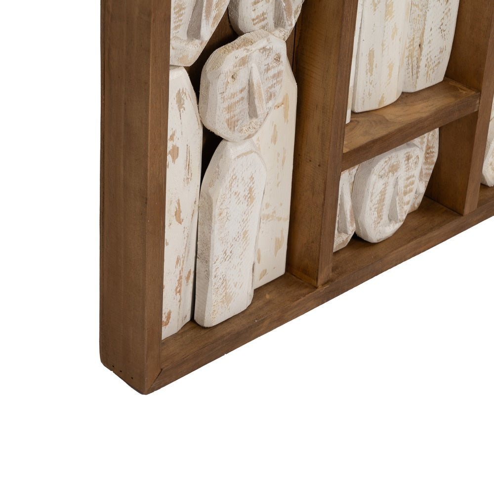 WALL MURAL WOOD BROWN FIGURES 120 X 80 X 6 CM