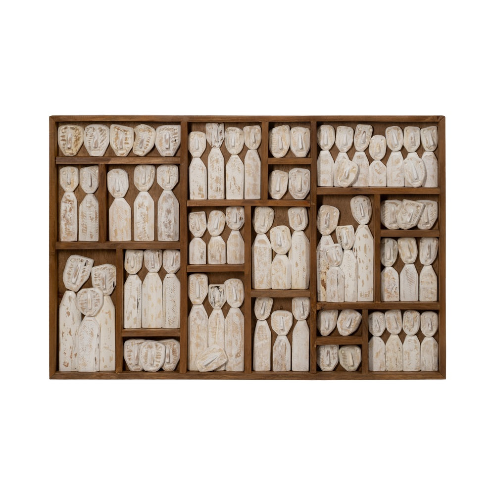 WALL MURAL BROWN WOOD FIGURES 120 X 80 X 6 CM