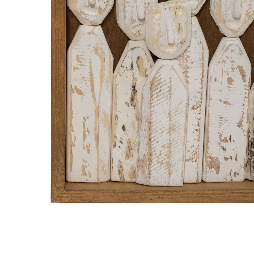 WALL MURAL BROWN WOOD FIGURES 120 X 164 X 6 CM