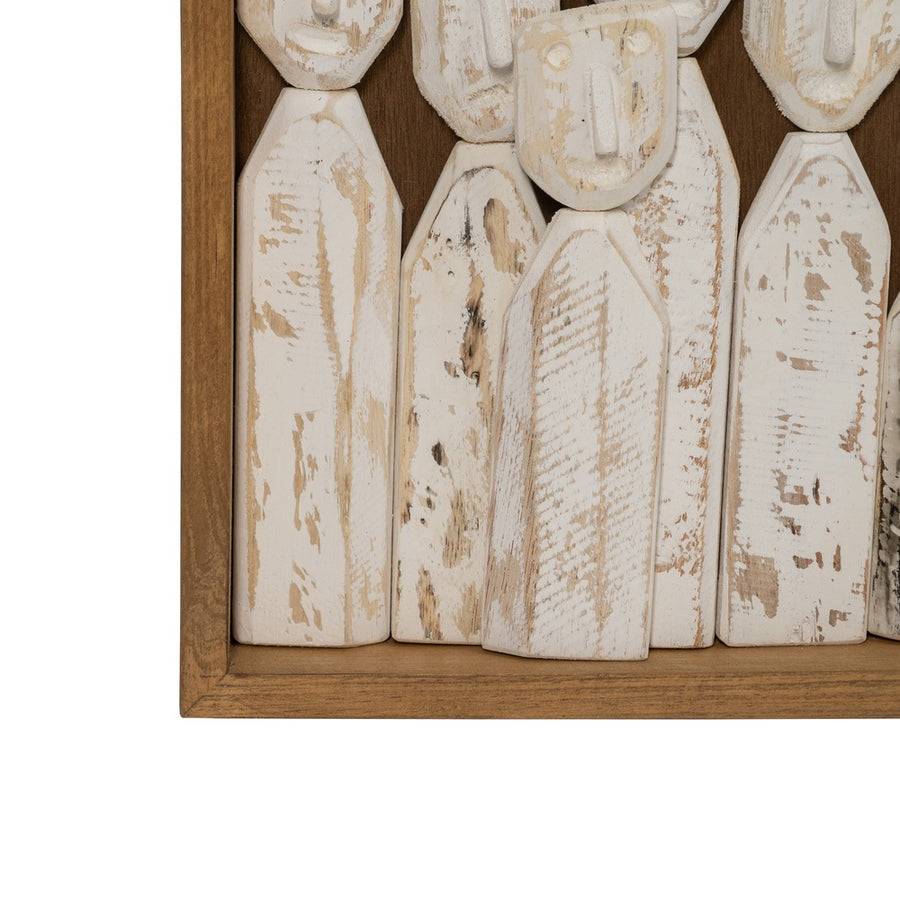 WALL MURAL BROWN WOOD FIGURES 120 X 164 X 6 CM