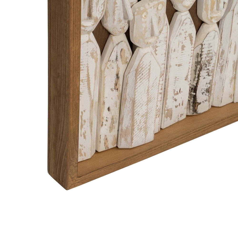 WALL MURAL BROWN WOOD FIGURES 120 X 164 X 6 CM
