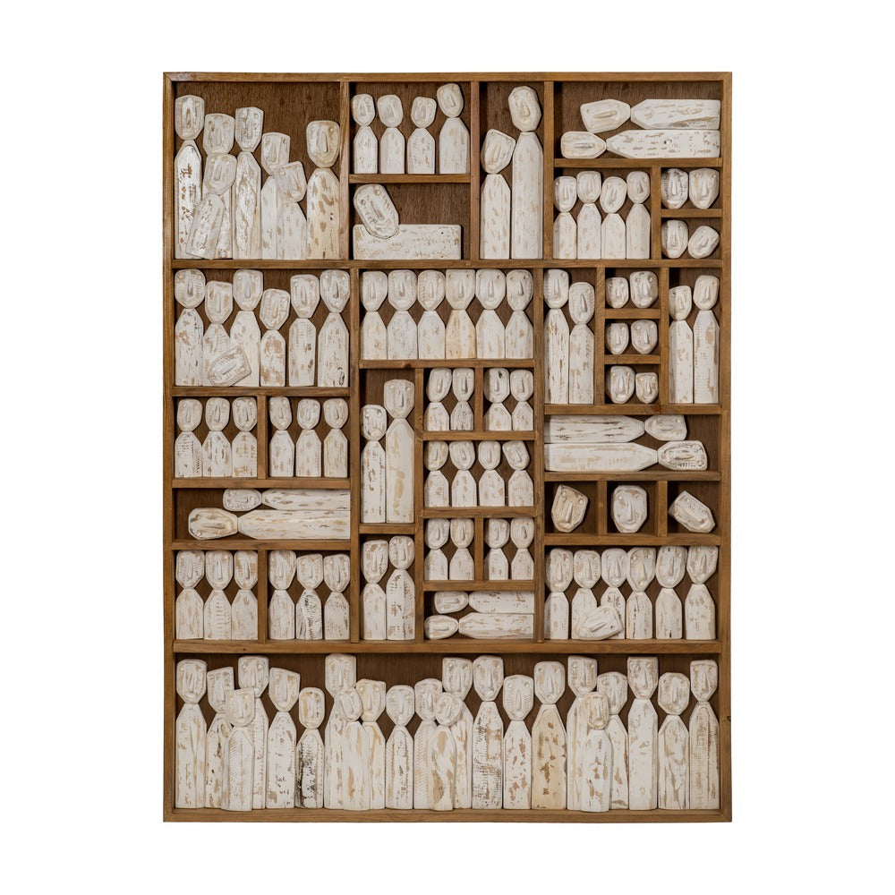 WALL MURAL BROWN WOOD FIGURES 120 X 164 X 6 CM