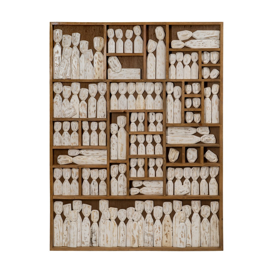 WALL MURAL BROWN WOOD FIGURES 120 X 164 X 6 CM