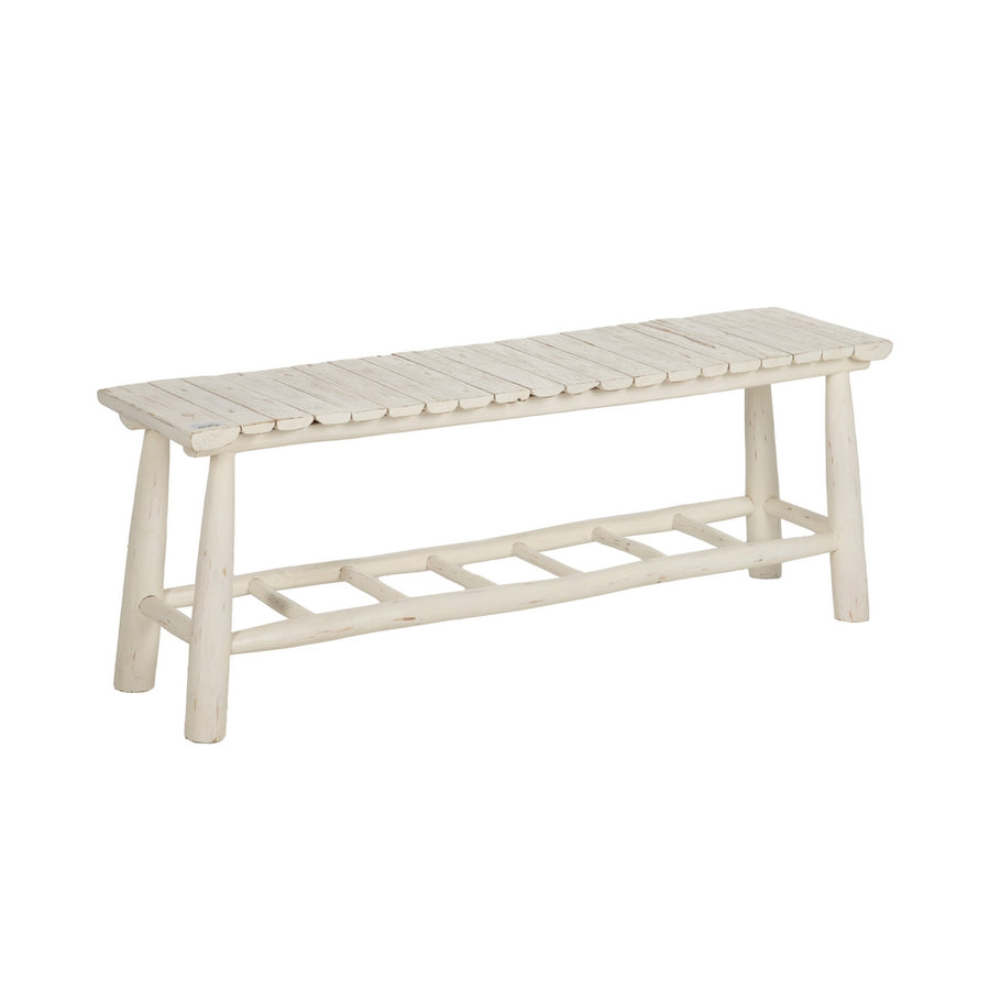 BLUSH WHITE TEAK BENCH 120 X 30 X 45 CM