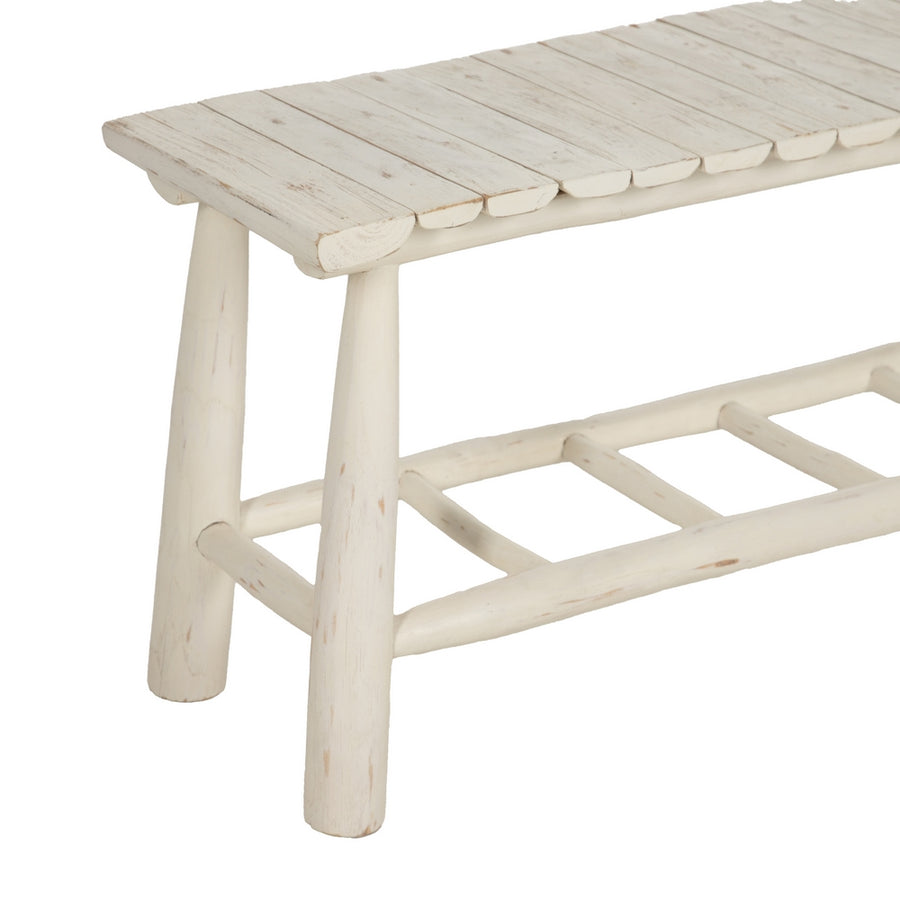 BLUSH WHITE TEAK BENCH 120 X 30 X 45 CM