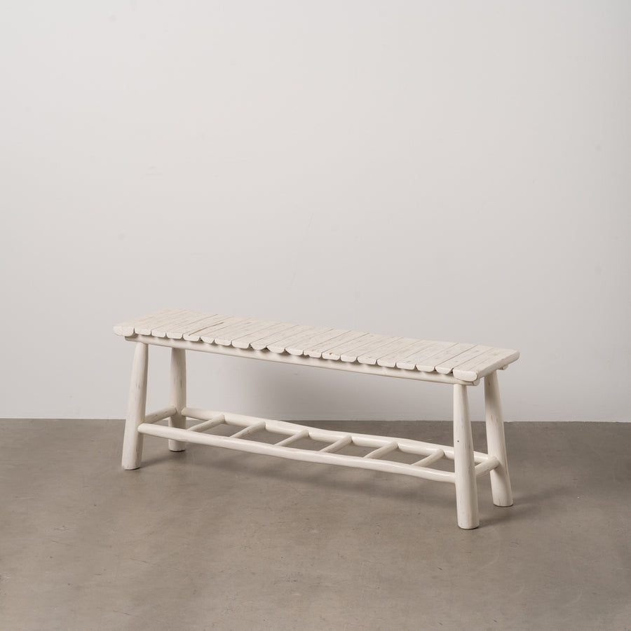 BLUSH WHITE TEAK BENCH 120 X 30 X 45 CM