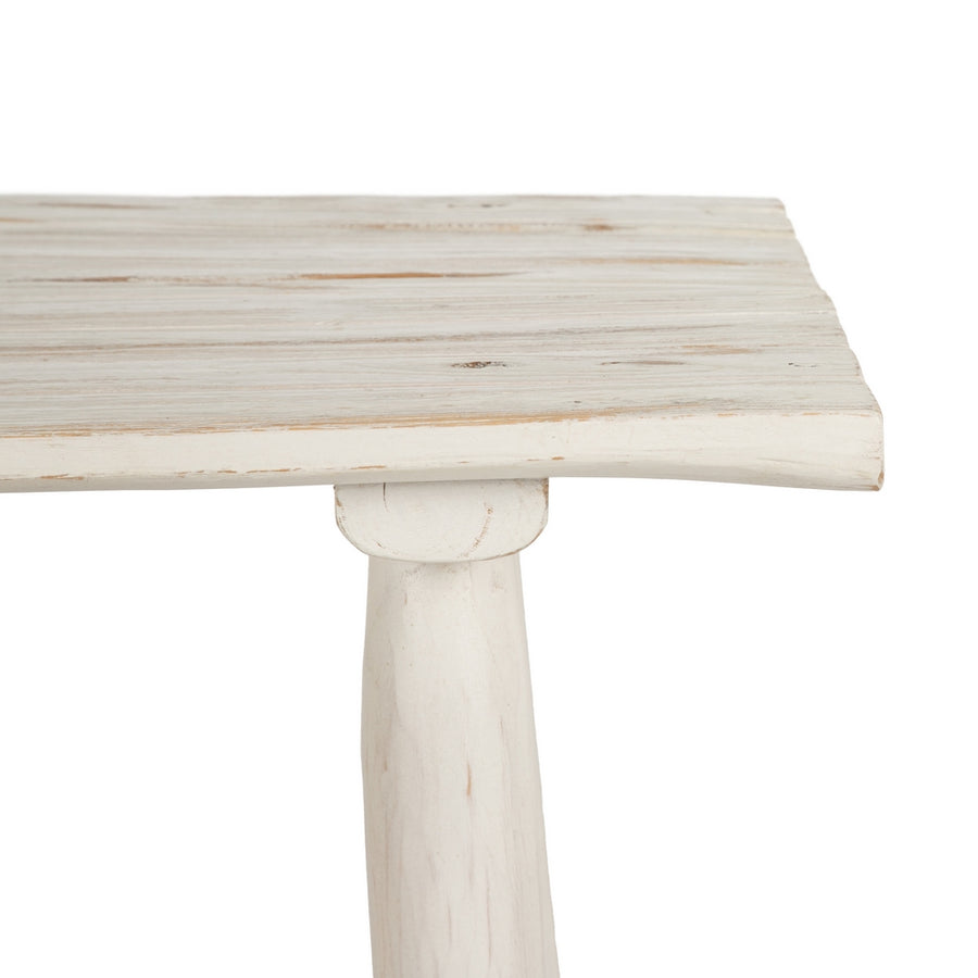 CONSOLA BLANCO ROZADO MADERA DE TECA 120 X 40 X 80 CM