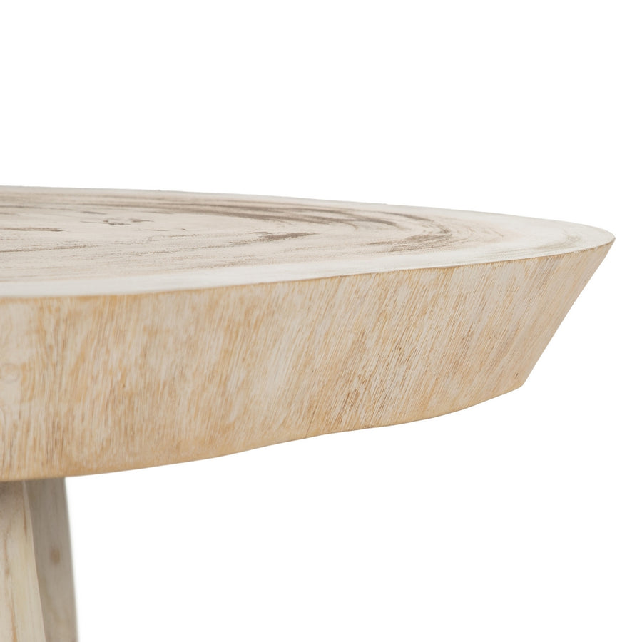 MESA CENTRO BLANCO ROZADO MADERA DE SUAR 100 X 70 X 45 CM