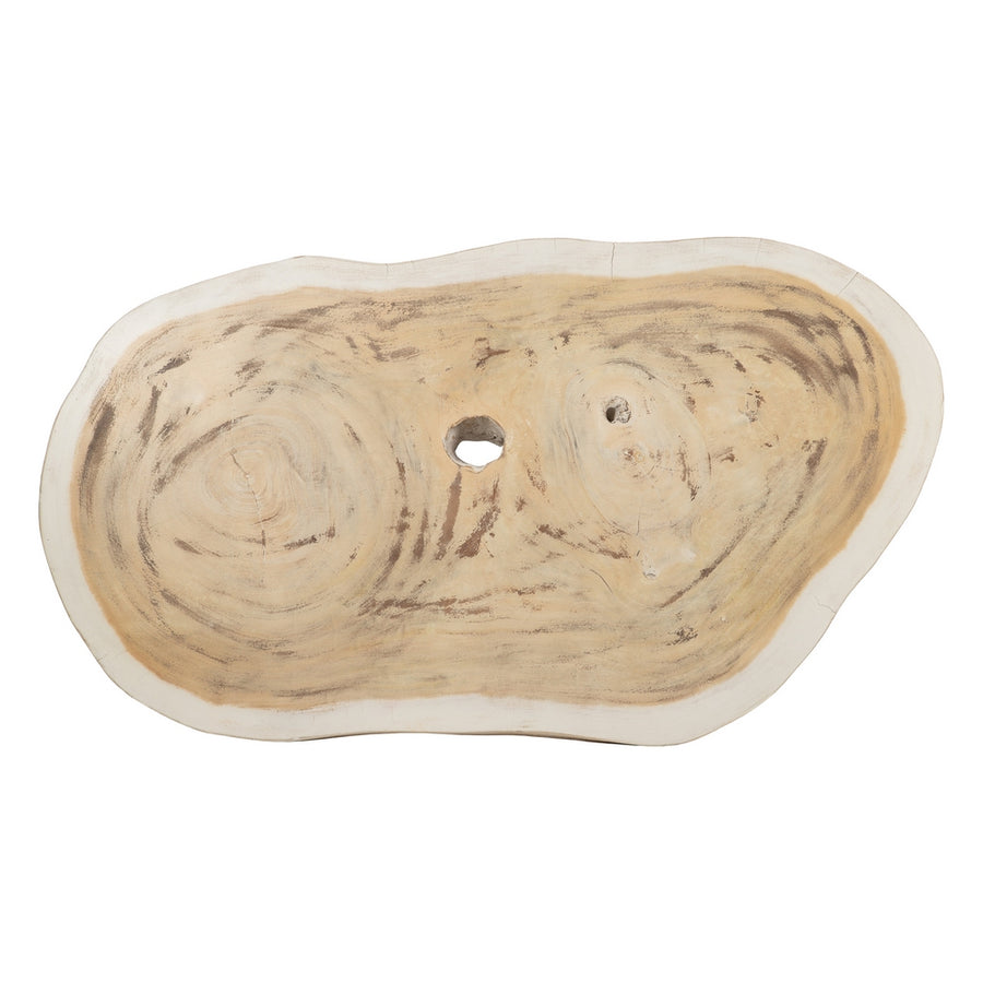 MESA CENTRO BLANCO ROZADO MADERA DE SUAR 100 X 70 X 45 CM