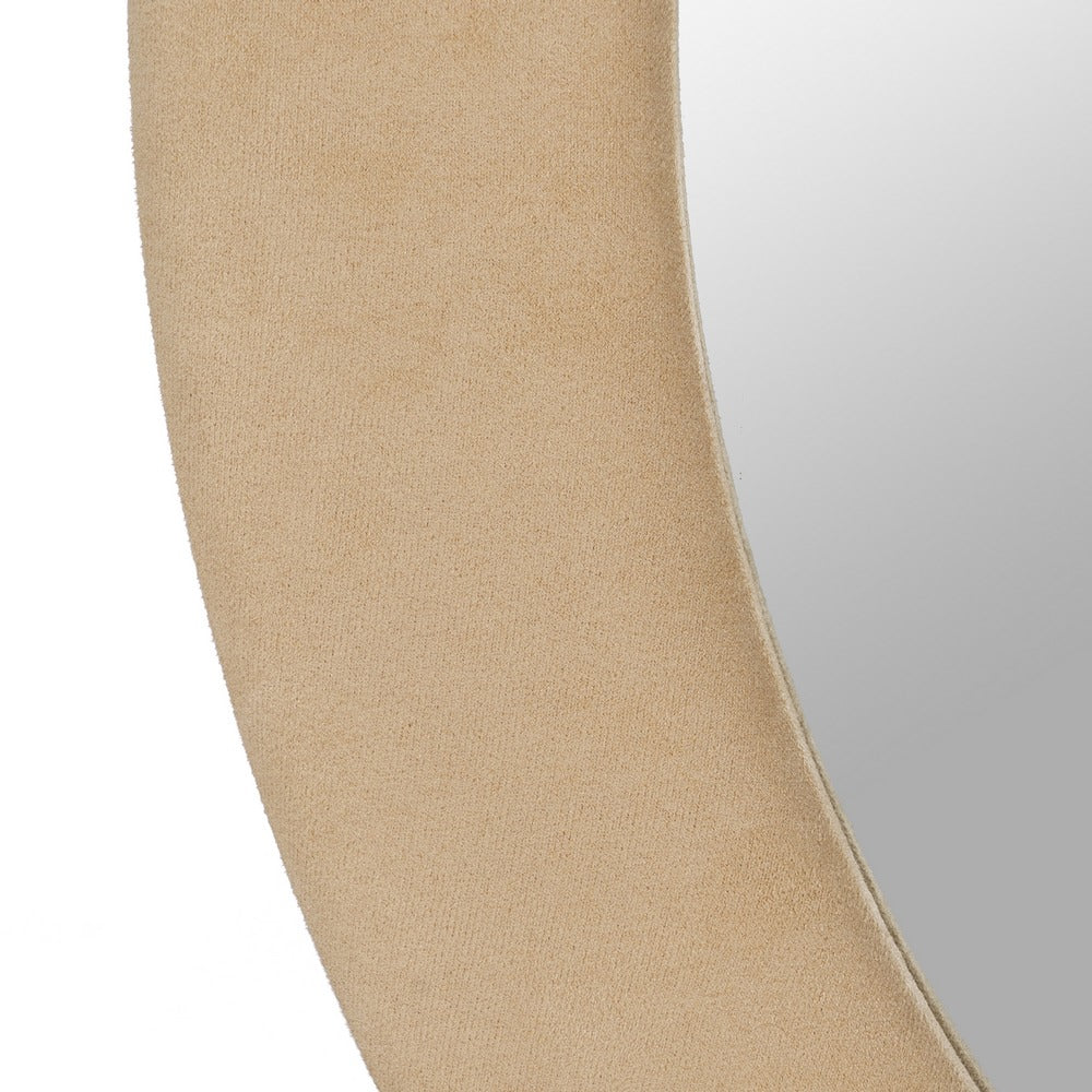 ESPEJO REDONDO BEIGE MDF-TEJIDO 80 X 4 X 80 CM