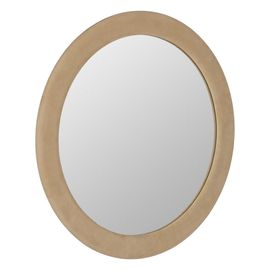 BEIGE ROUND MIRROR MDF-WOVEN 100 X 4 X 100 CM