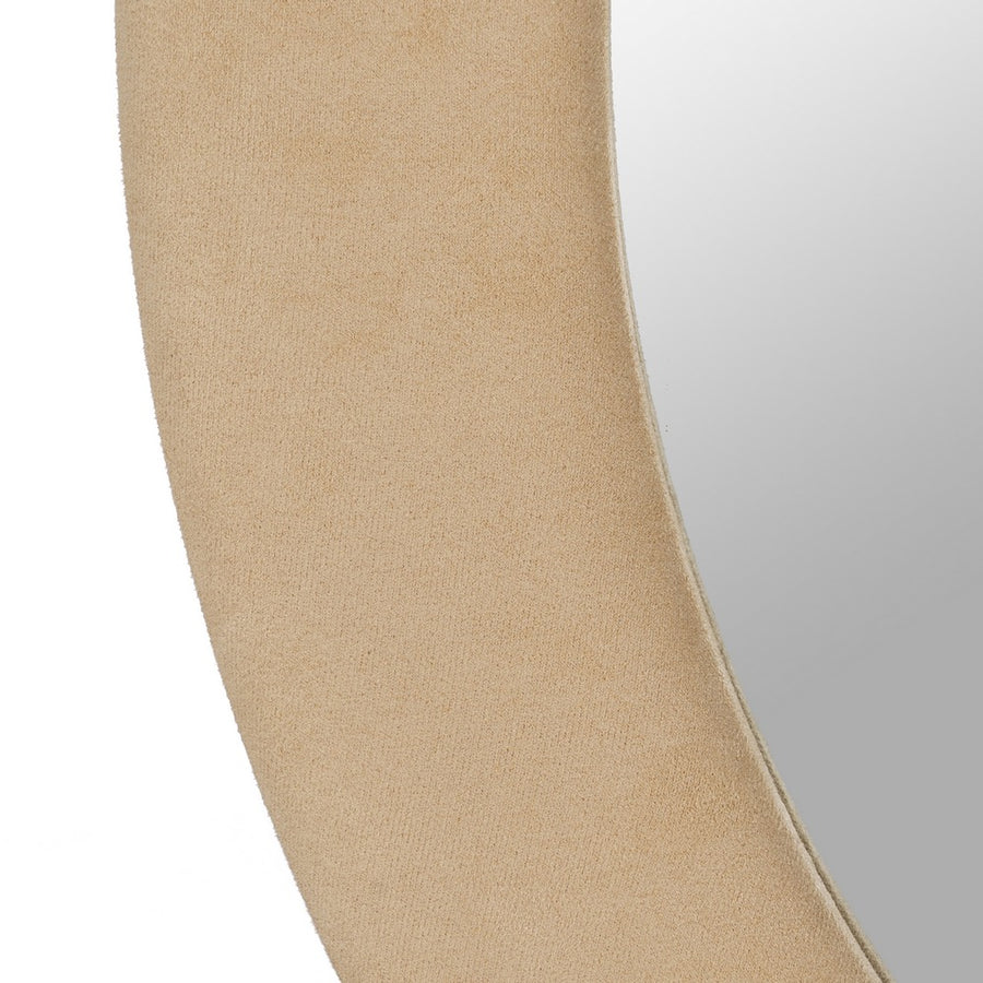 BEIGE ROUND MIRROR MDF-WOVEN 100 X 4 X 100 CM