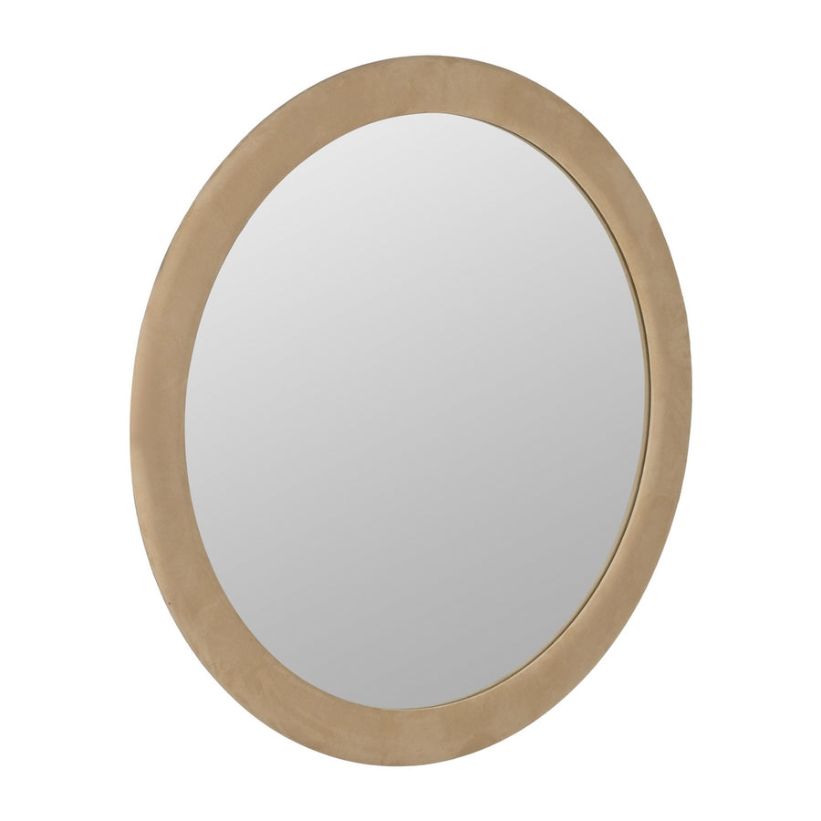 ROUND BEIGE MDF-FABRIC MIRROR 120 X 4 X 120 CM
