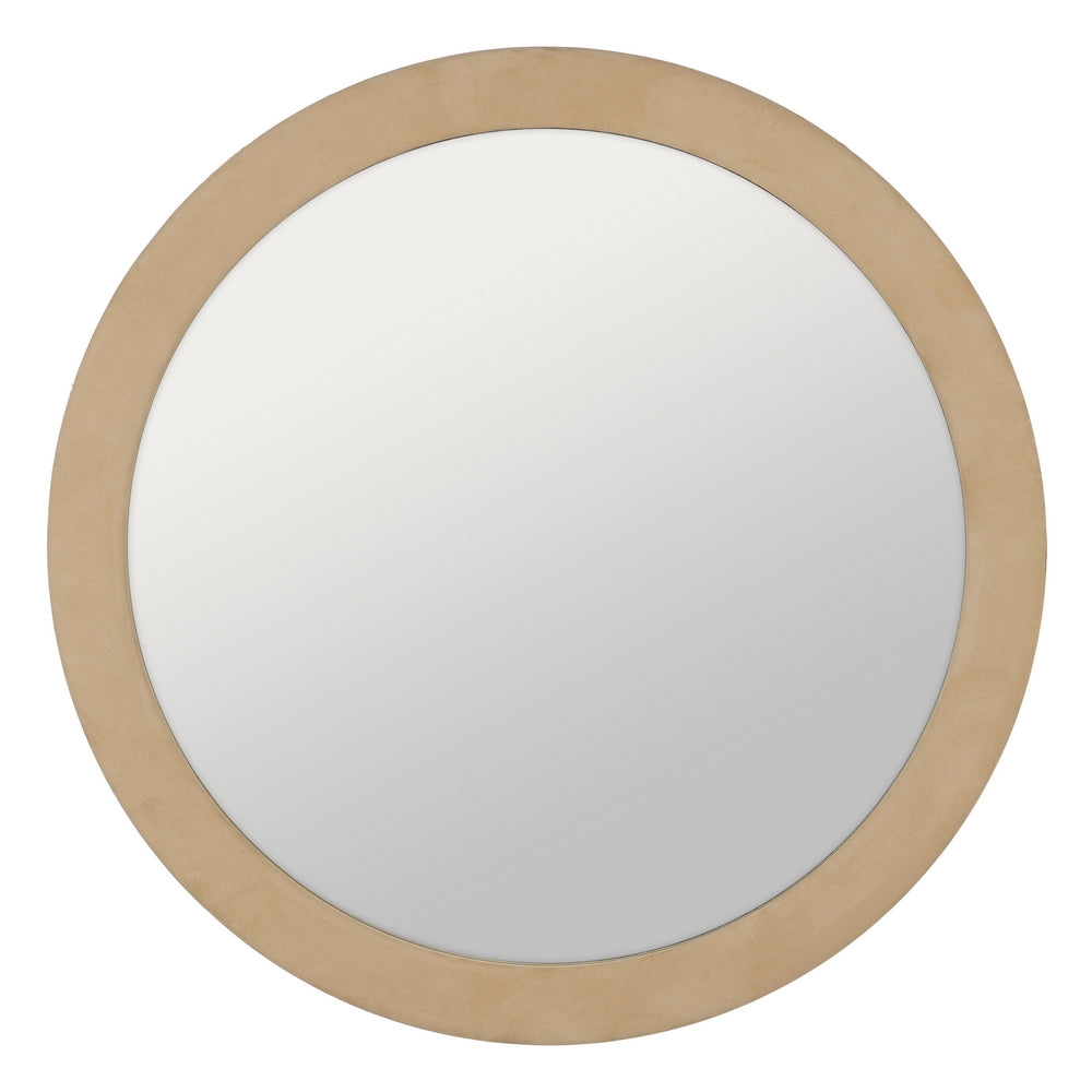 ROUND BEIGE MDF-FABRIC MIRROR 120 X 4 X 120 CM