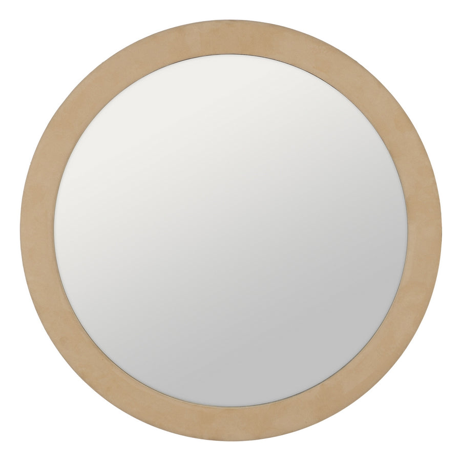 ROUND BEIGE MDF-FABRIC MIRROR 120 X 4 X 120 CM