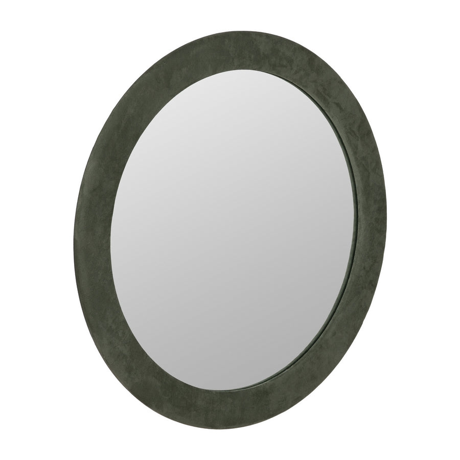 GREEN ROUND MIRROR MDF-WOVEN 100 X 4 X 100 CM