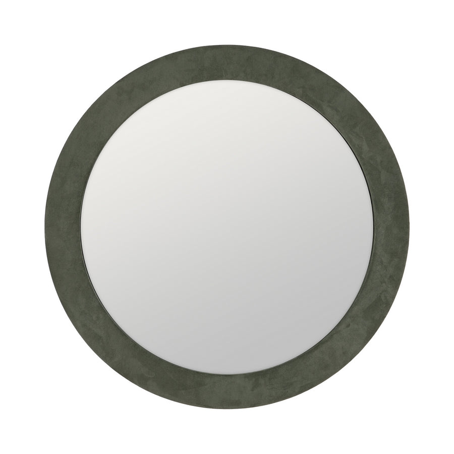 GREEN ROUND MIRROR MDF-WOVEN 100 X 4 X 100 CM