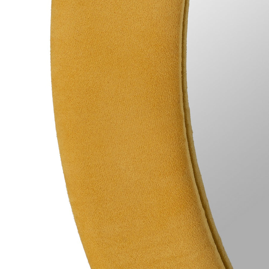ESPEJO REDONDO MOSTAZA MDF-TEJIDO 80 X 4 X 80 CM