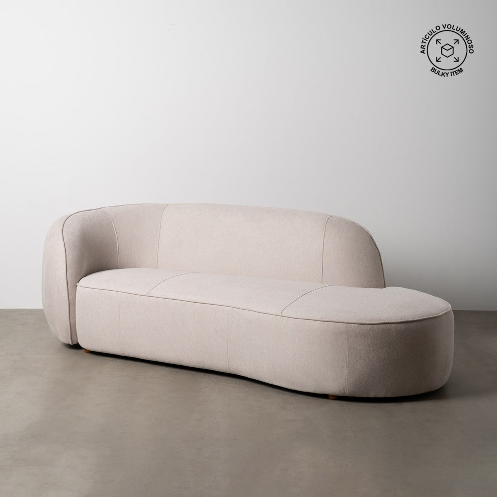 SOF� 3 PLAZAS BEIGE TEJIDO-MADERA 229 X 100 X 76 CM