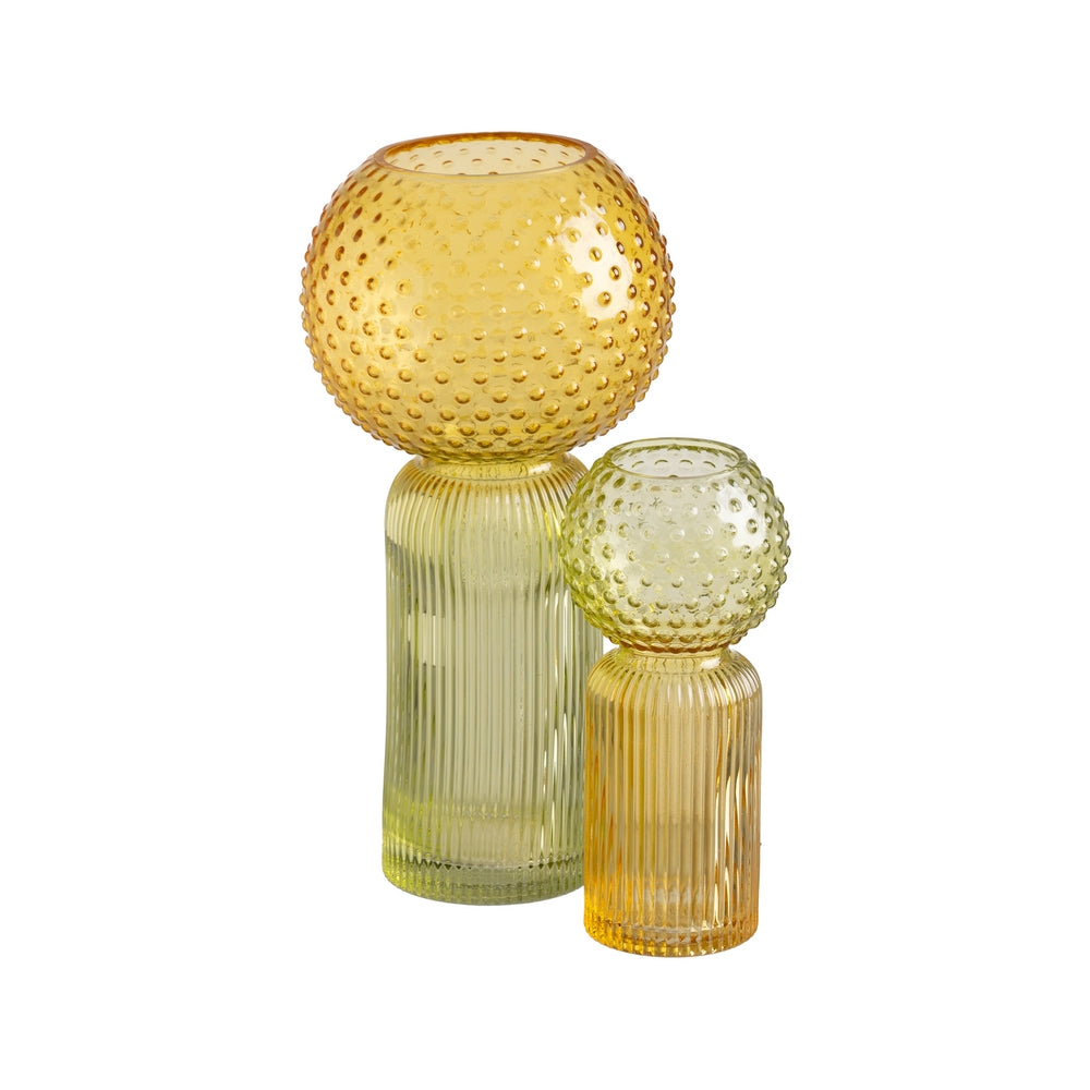 JARR�N VERDE-AMARILLO CRISTAL DECORACI�N 9,50 X 9,50 X 19,50